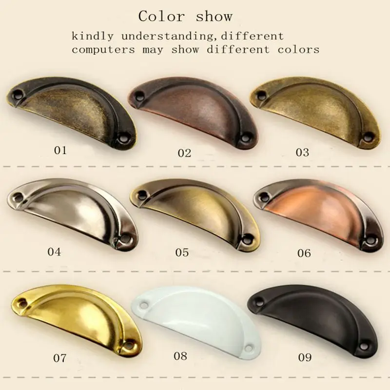 Image Tonsiki 20PCS Retro Metal Kitchen Drawer Cabinet Door Handle Furniture Knobs Hardware Cupboard Antique Brass Shell Pull Handles