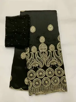 fashioned George Lace Fabric With black Embroidered George Silk Fabric With 2 Yards Net Lace For African Wedding FFB6-14
fashioned George Lace Fabric With black Embroidered George Silk Fabric With 2 Yards Net Lace For African Wedding FFB6-14