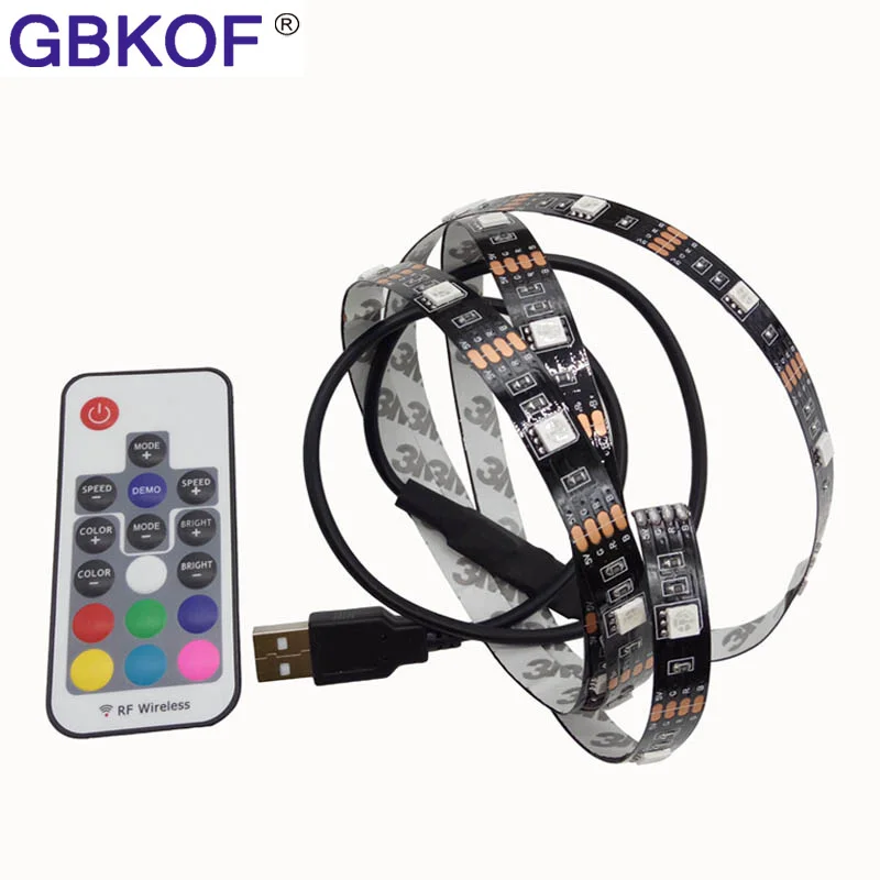 USB LED Strip 5050 RGB Kit Black PCB board Cuttable with 17Key/3Key RF Remote Controller 0.5M/1M/2M Set IP20/IP65 Waterproof
USB LED Strip 5050 RGB Kit Black PCB board Cuttable with 17Key/3Key RF Remote Controller 0.5M/1M/2M Set IP20/IP65 Waterproof