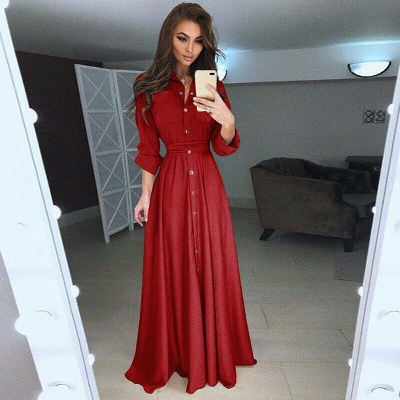 Plus Size Women Casual Shirt Dress Summer Long Sleeve Solid Draped Maxi Dresses Lady Office Chic Slim Fit Flare Shein Dress New
Plus Size Women Casual Shirt Dress Summer Long Sleeve Solid Draped Maxi Dresses Lady Office Chic Slim Fit Flare Shein Dress New
