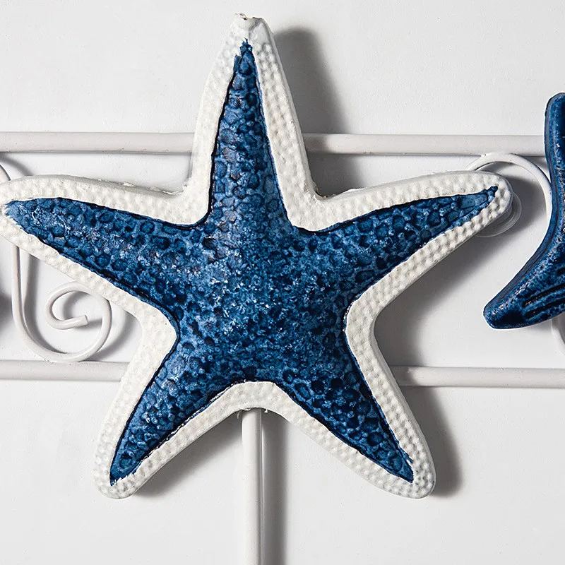 Waliicorners style coat hook creative wooden 6 hooks Ocean home starfish shell sailing seabird hooks decorative practical 15