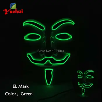 Lighting Color Green EL Wire Glowing V for VENDETTA Mask LED neon light Mask for Halloween Christmas Party Supplies
Lighting Color Green EL Wire Glowing V for VENDETTA Mask LED neon light Mask for Halloween Christmas Party Supplies