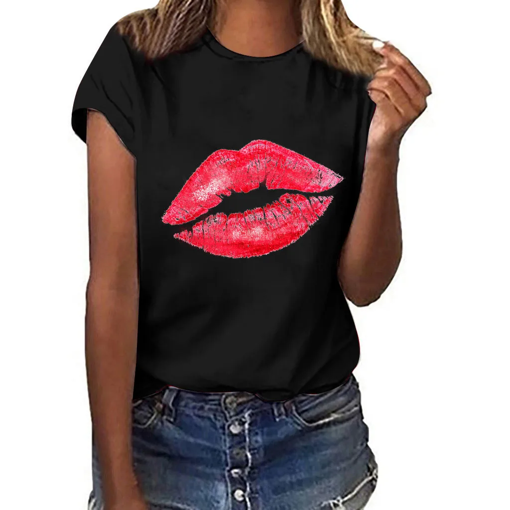 Women 2019 Summe Women Girls Plus Size Lips Print Short Sleeved T-shirt Tops T shirt For Women Clothing Plus Size
Women 2019 Summe Women Girls Plus Size Lips Print Short Sleeved T-shirt Tops T shirt For Women Clothing Plus Size