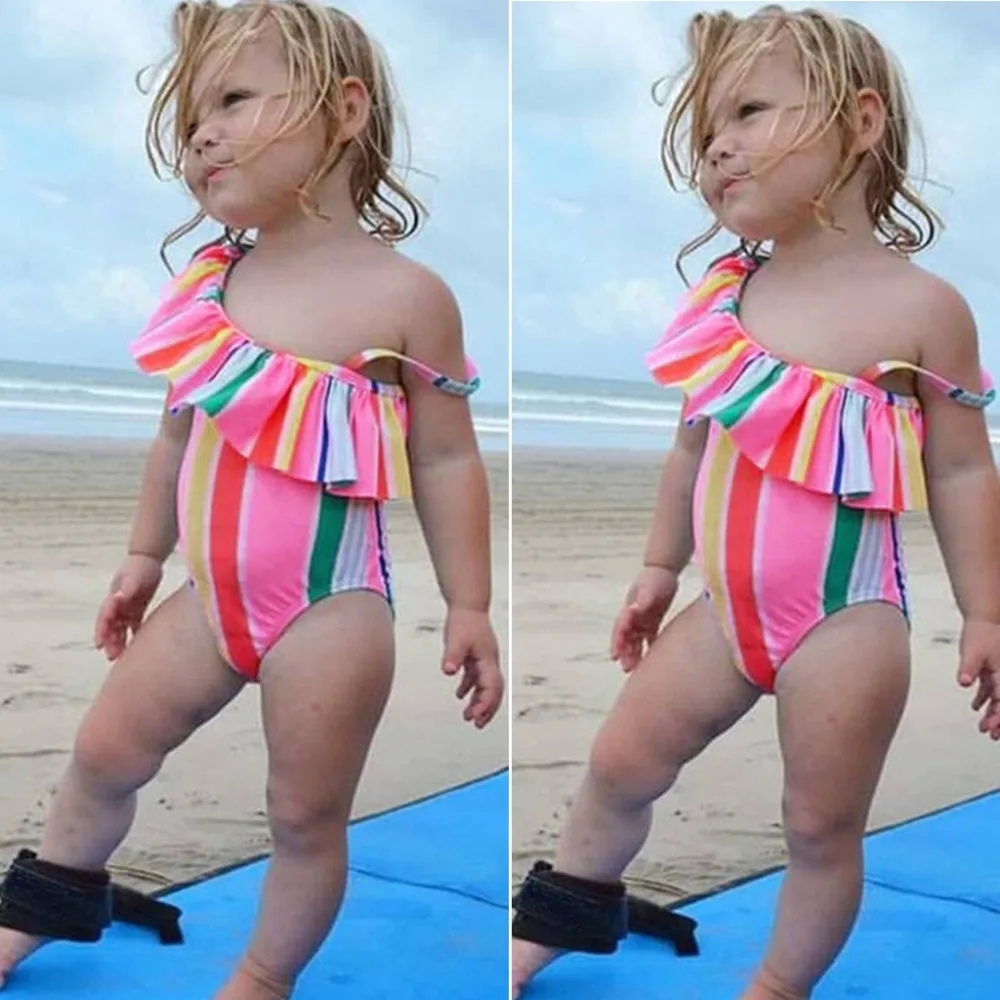 Swimsuit For Girl Children Kids Beach Rainbow Stripe Straps One Piece One Piece Summer Beach Swimwear Girls Ruffles Bathing Suit
Swimsuit For Girl Children Kids Beach Rainbow Stripe Straps One Piece One Piece Summer Beach Swimwear Girls Ruffles Bathing Suit