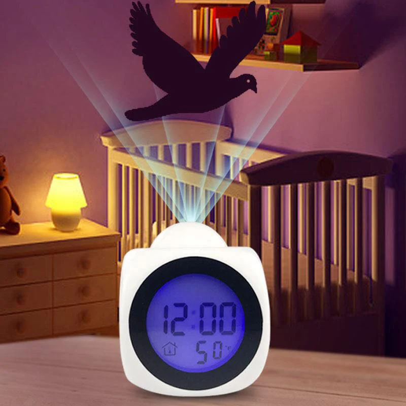LCD Display Digital Projection Voice Alarm Clock Support Backlight Snooze Function Cube LED Desk Clock Display Time Thermometer
LCD Display Digital Projection Voice Alarm Clock Support Backlight Snooze Function Cube LED Desk Clock Display Time Thermometer