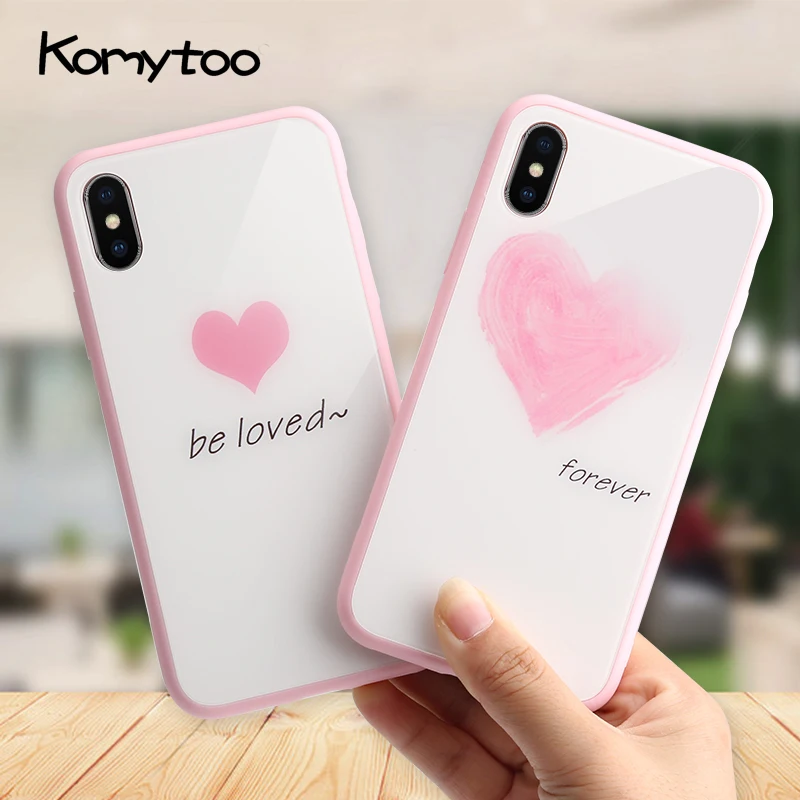 KOMYTOO TPU Phone Case For X 7 8 Case Love Heart Pattern Pink Glass Cover For iPhone 6 6s 7 8 Plus Shockproof Coque Cover
KOMYTOO TPU Phone Case For X 7 8 Case Love Heart Pattern Pink Glass Cover For iPhone 6 6s 7 8 Plus Shockproof Coque Cover