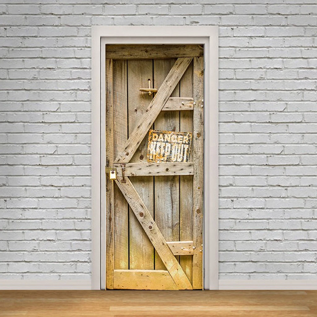 2pcs 3D Self Adhesive Door Wall Fridge Sticker Wrap Mural Wooden Door