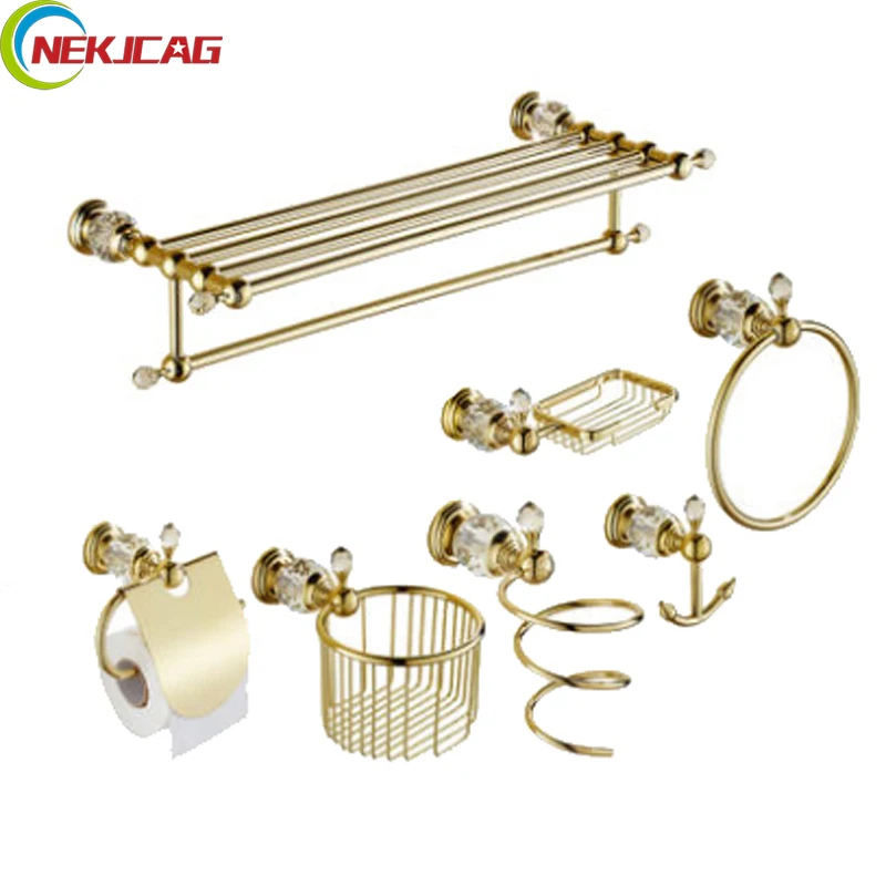 Golden Bathroom Hardware Set Paper Holder /Towel Bar/ Towel Ring/ Bathroom Hooks and Hair Dryer Rack 
Golden Bathroom Hardware Set Paper Holder /Towel Bar/ Towel Ring/ Bathroom Hooks and Hair Dryer Rack