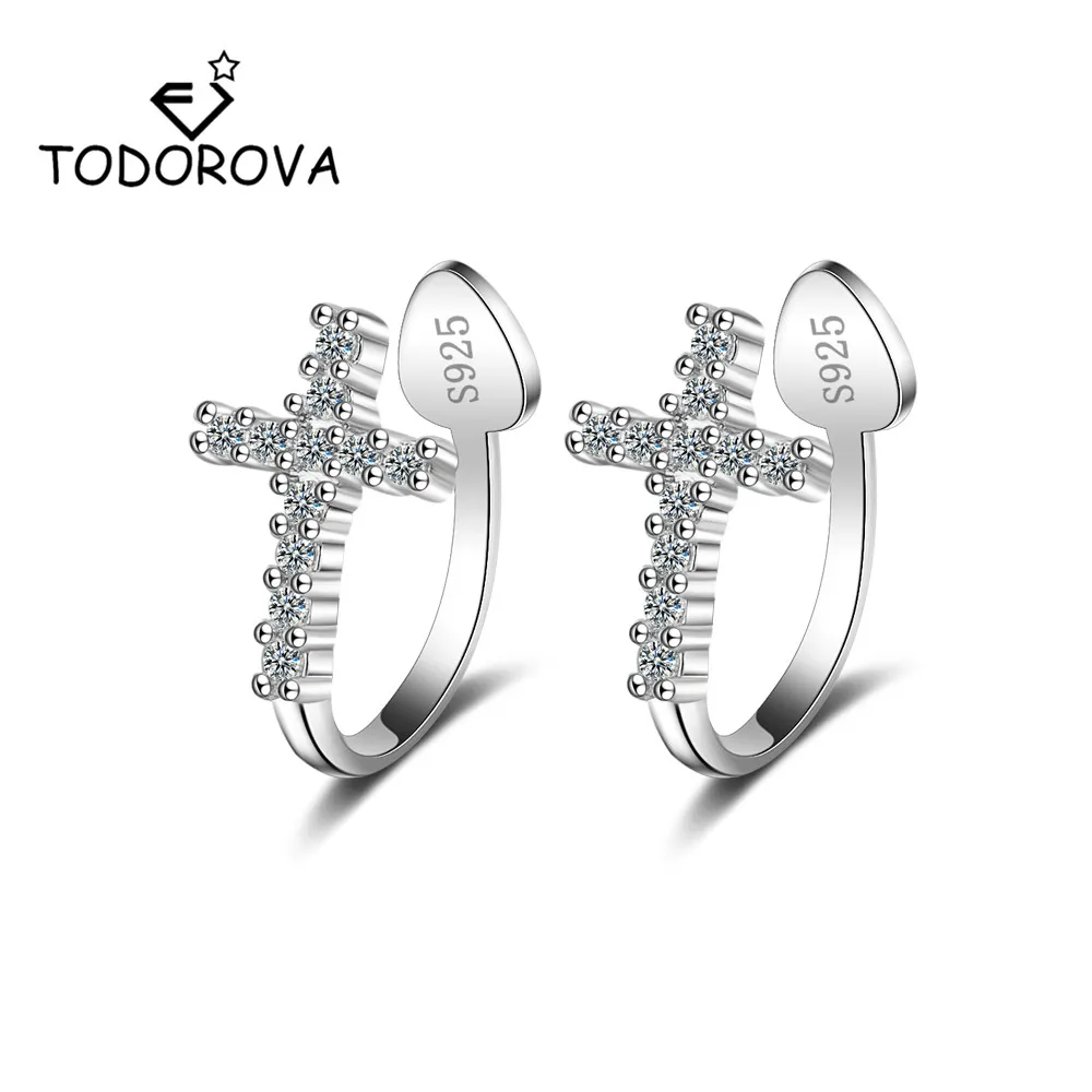 Todorova Ear Bone No Pierced Clip Shining Micro Paved CZ Cross On Earrings Jewelry Gift Women | Украшения и аксессуары