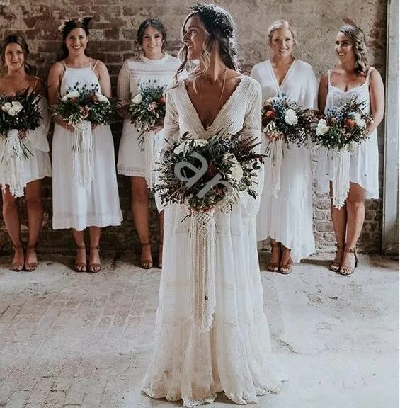 Exquisite Lace Long Sleeve Backless Wedding Dress 2019 Boho Chic V Neck Wedding Dress Bridal Gowns Robe de mariage
Exquisite Lace Long Sleeve Backless Wedding Dress 2019 Boho Chic V Neck Wedding Dress Bridal Gowns Robe de mariage