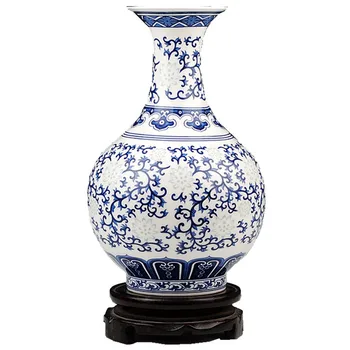 

Jingdezhen Rice-Pattern Porcelain Chinese Vase Antique Blue-and-White Bone China Decorated Ceramic Vase R1870