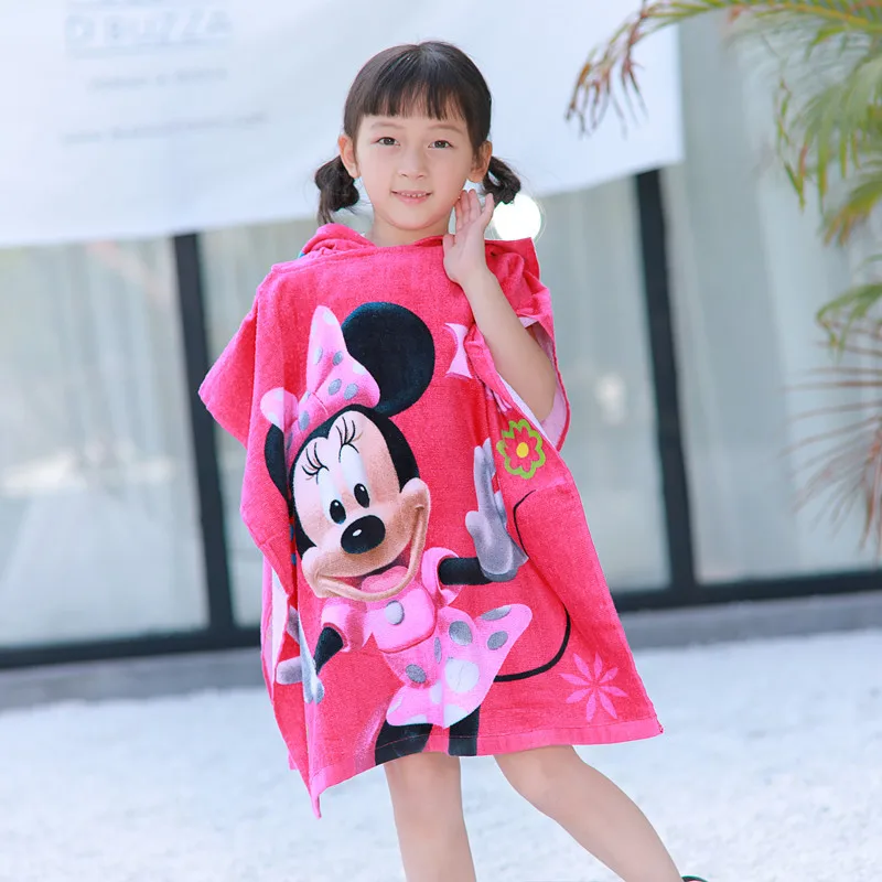 

Disney Children Mickey Mouse Hooded Towel Cartoon Sofia Frozen Elsa Anna Pony Soft Beach Towel Baby Boy Girl Bath Towel gifts