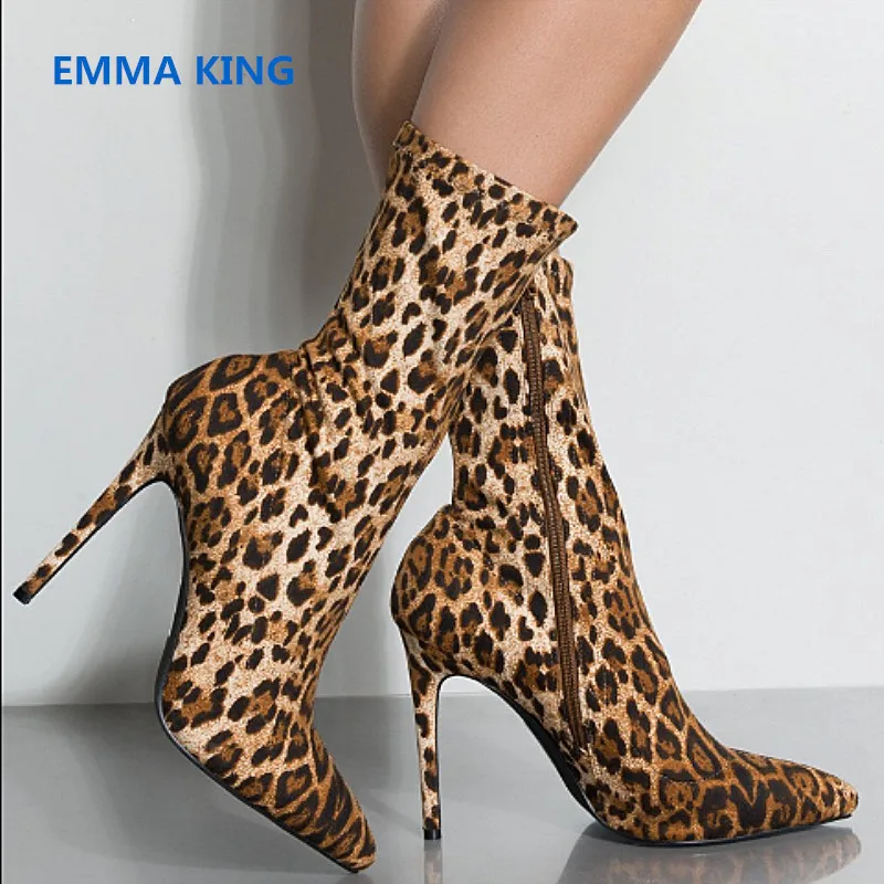 New Stretch Leonard Prints Women Ankle Booties Pointed Toe Side Zipper Fashion Short Boots Stiletto High Heels Sexy Ladies Shoes
New Stretch Leonard Prints Women Ankle Booties Pointed Toe Side Zipper Fashion Short Boots Stiletto High Heels Sexy Ladies Shoes