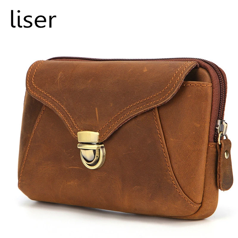 New Style Fanny Pack Man 7 Inches Crazy Horse Leather Mobile Phone Belt Pouch Double Layer with Cover and Buckle Small Bum Bag
New Style Fanny Pack Man 7 Inches Crazy Horse Leather Mobile Phone Belt Pouch Double Layer with Cover and Buckle Small Bum Bag
