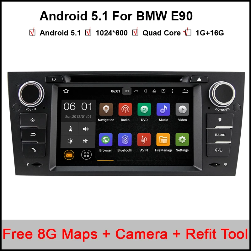 Quad Core 1024*600 Touch Screen Car Stereo for BMW E90 Android 5.1 DVD E91 Wifi 3G GPS Bluetooth Radio SD DAB Canbus Free Camera
Quad Core 1024*600 Touch Screen Car Stereo for BMW E90 Android 5.1 DVD E91 Wifi 3G GPS Bluetooth Radio SD DAB Canbus Free Camera