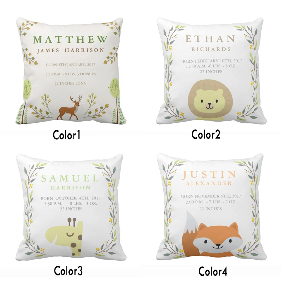 Custom Woodland Forest Birth Stats Baby Nursery Throw Pillow Cover Home Decorative Cotton Polyester Cushion Covers Baby Gift
Custom Woodland Forest Birth Stats Baby Nursery Throw Pillow Cover Home Decorative Cotton Polyester Cushion Covers Baby Gift