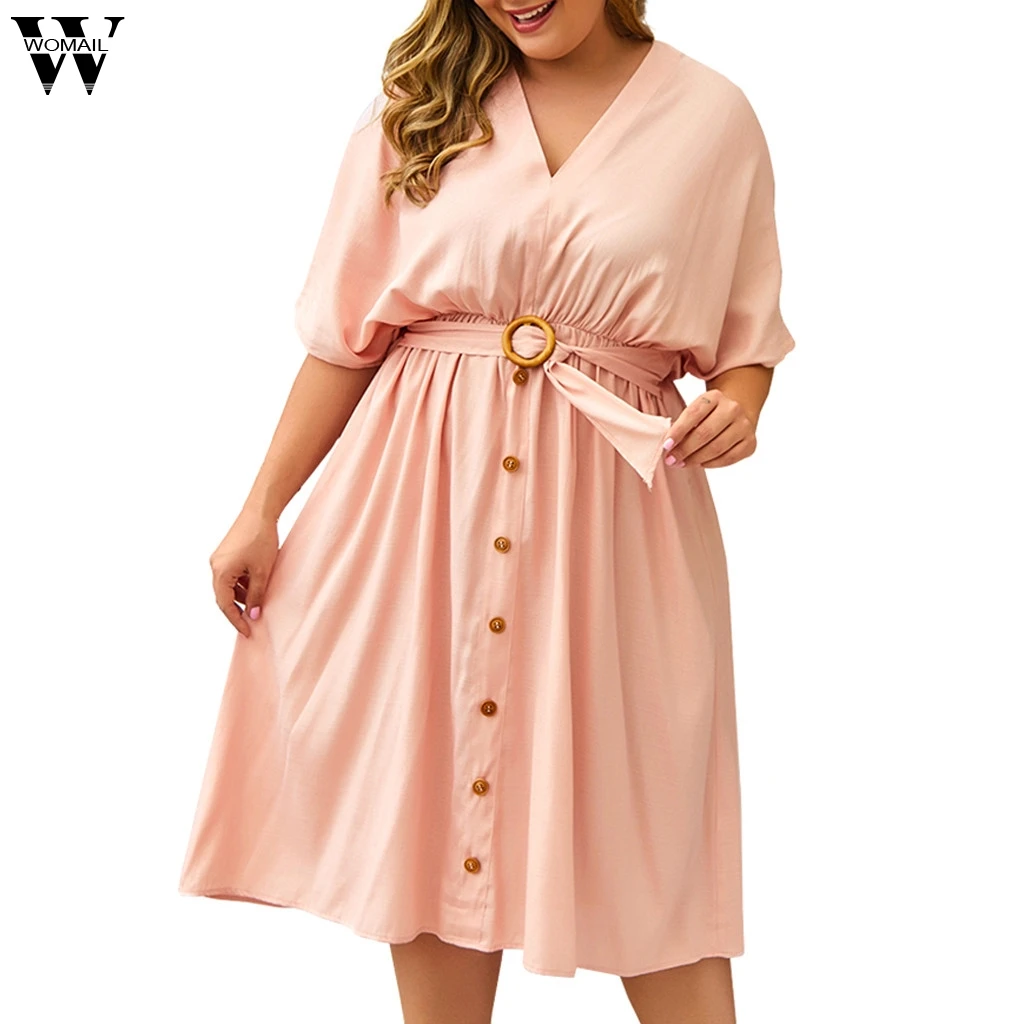 Womail Casual Women's Plus Size Dresses Solid Vestidos Mid Calf Bandage V-Neck Fashion Short Sleeve Dresses XL-4XL JL19 Vestidos
Womail Casual Women's Plus Size Dresses Solid Vestidos Mid Calf Bandage V-Neck Fashion Short Sleeve Dresses XL-4XL JL19 Vestidos