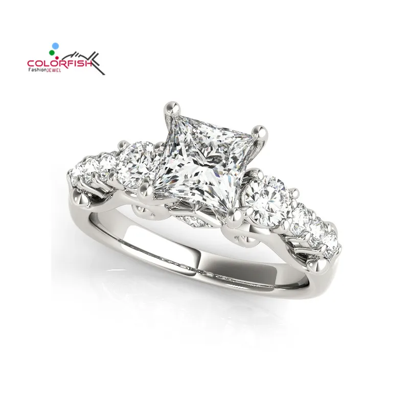 COLORFISH Euro Style 1.36 ct Three Stones Round Princess Cut Ring Sona 25 Sterling Silver Band Ring Jewelry Women Engagement
COLORFISH Euro Style 1.36 ct Three Stones Round Princess Cut Ring Sona 25 Sterling Silver Band Ring Jewelry Women Engagement