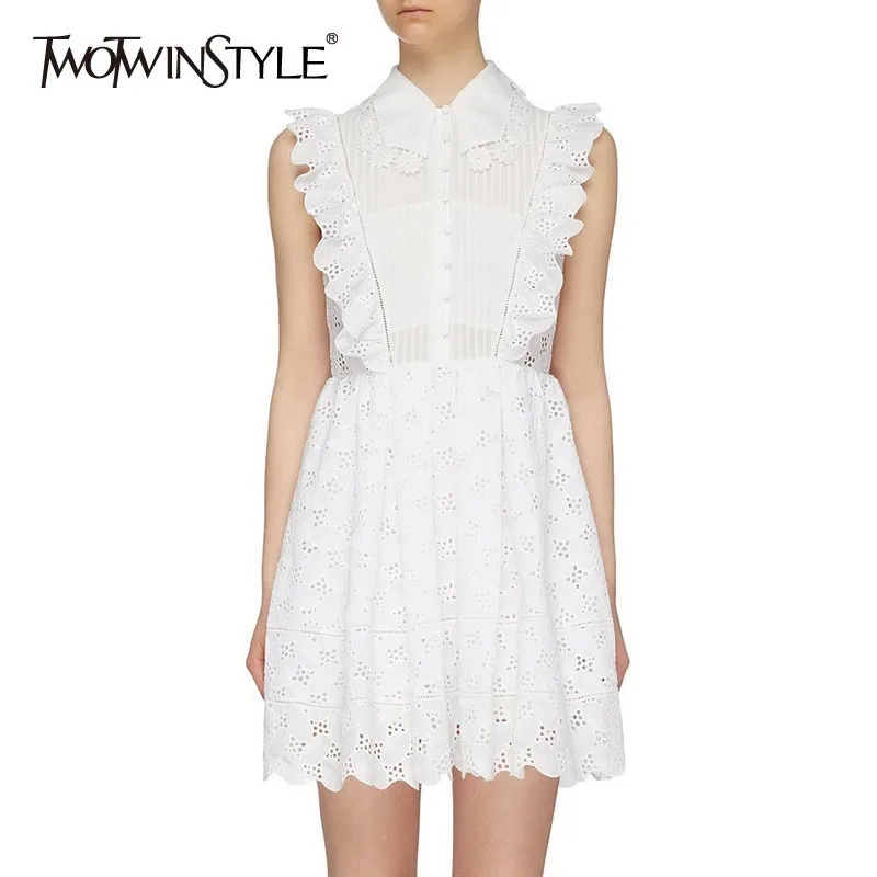 TWOTWINSTYLE Summer Solid Women Dress Summer Sleeveless High Waist Hollow Out Slim Mini Dresses Female Fashion 2019 Elegant New
TWOTWINSTYLE Summer Solid Women Dress Summer Sleeveless High Waist Hollow Out Slim Mini Dresses Female Fashion 2019 Elegant New