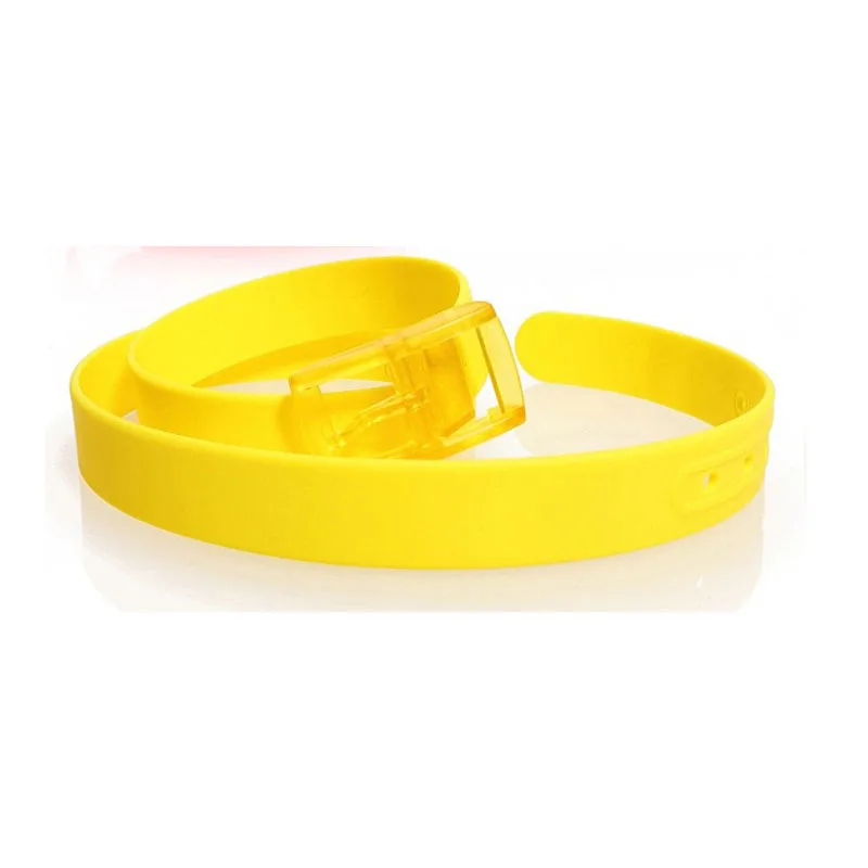 2PCS Korean Mens Yellow PU Leather Belt Anti-allergic Buckle Waistband #23594