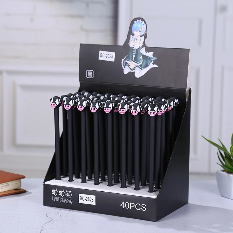 40 pcs Gel Pens Cartoon Milk Cow black colored kawaii gift gel-ink pens pens for writing Cute stationery office school supplies
40 pcs Gel Pens Cartoon Milk Cow black colored kawaii gift gel-ink pens pens for writing Cute stationery office school supplies