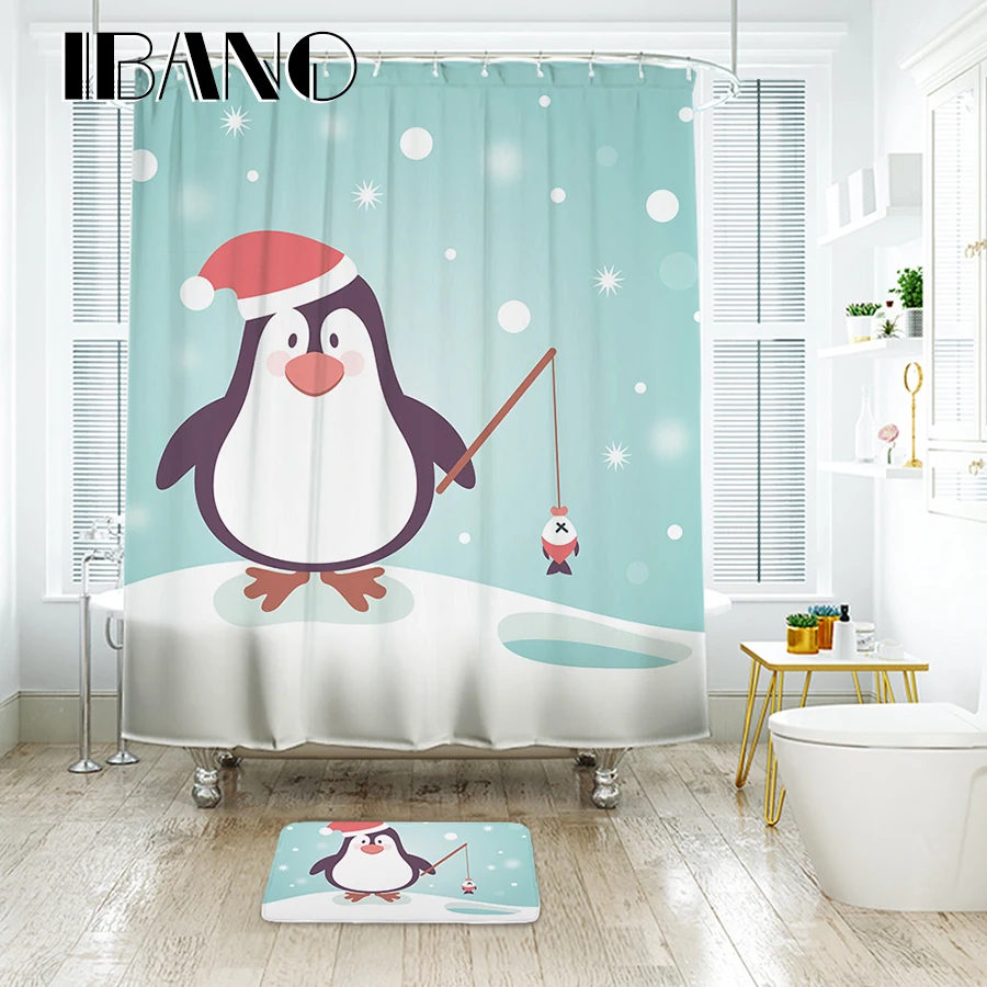 IBANO Christmas Penguin Shower Curtain Waterproof Polyester Fabric Bath Curtain For The Bathroom With 12 pcs Plastic Hooks
IBANO Christmas Penguin Shower Curtain Waterproof Polyester Fabric Bath Curtain For The Bathroom With 12 pcs Plastic Hooks