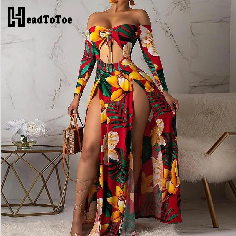 Sexy Off Shoulder Floral Print Slit Maxi Dress Women Floor Length Summer Long Dresses
Sexy Off Shoulder Floral Print Slit Maxi Dress Women Floor Length Summer Long Dresses