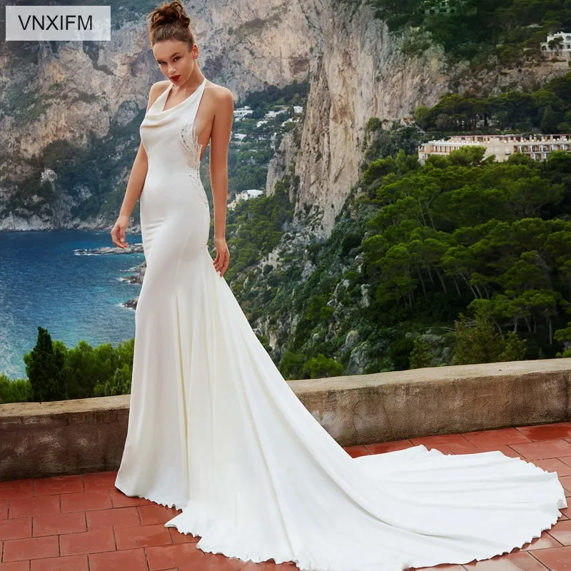 VNXIFM 2019 Halter Mermaid Wedding Dress Sleeveless Buttons Back Lace Informal Reception Wedding Gowns Beach Bridal Dress Sale
VNXIFM 2019 Halter Mermaid Wedding Dress Sleeveless Buttons Back Lace Informal Reception Wedding Gowns Beach Bridal Dress Sale