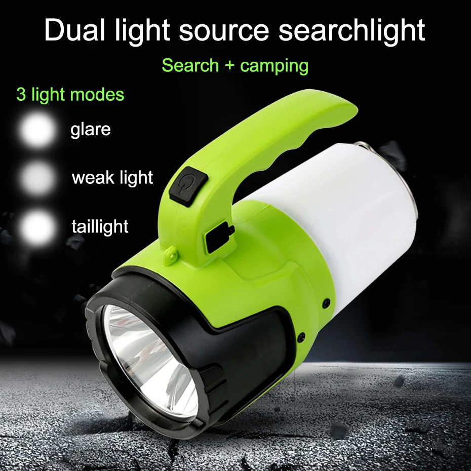 

Rechargeable LED Flashlight Torch USB Portable Spotlight 10w Searchlight Camp Built-in 4000mAh Lithium Battery Long Working Time