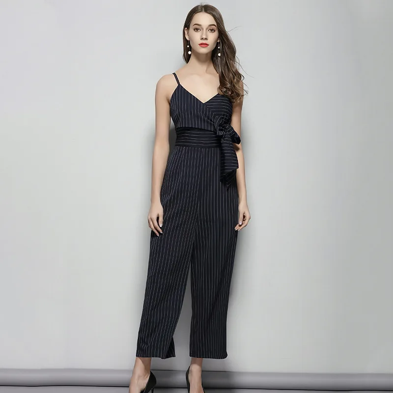 2019 Women Strap Stripe Sleeveless Jumpsuit V Neck Casual Playsuit Overalls Ladies Loose Black Playsuit Bodysuit Formal
2019 Women Strap Stripe Sleeveless Jumpsuit V Neck Casual Playsuit Overalls Ladies Loose Black Playsuit Bodysuit Formal