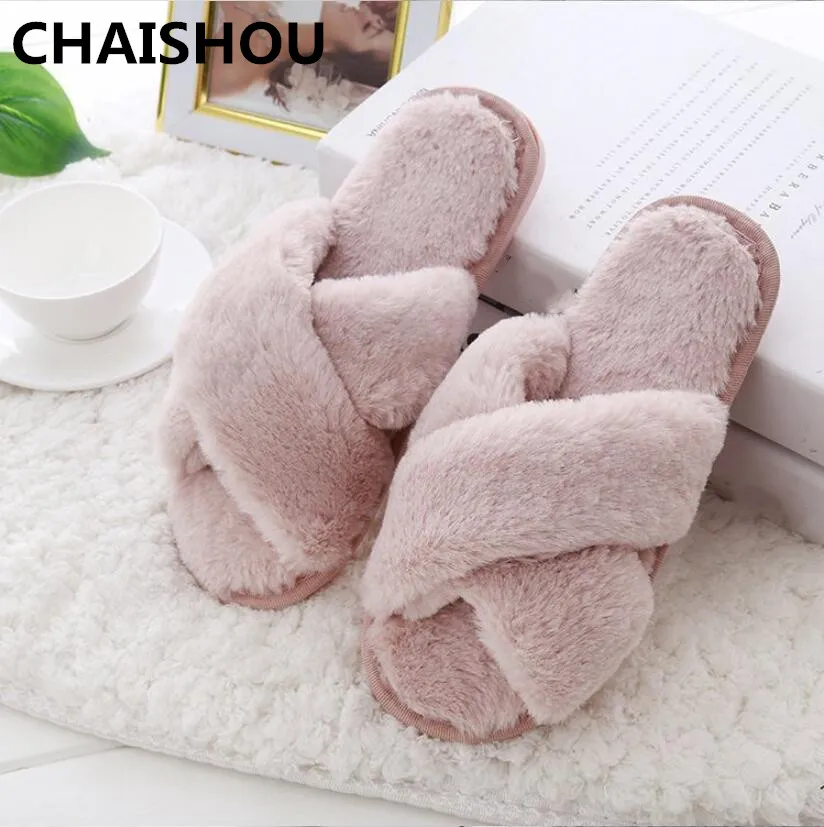 CHAISHOU Winter Women Slippers Flat Sweet Home Slippers Fur Warm Soft Slip On Black Pink Grey Female Slipper F-215
CHAISHOU Winter Women Slippers Flat Sweet Home Slippers Fur Warm Soft Slip On Black Pink Grey Female Slipper F-215