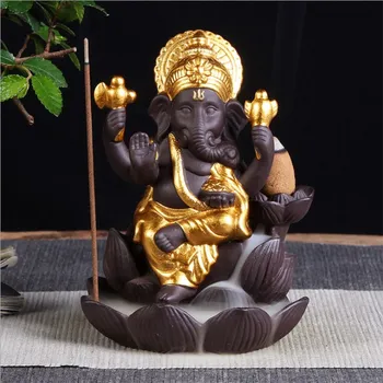 Elephant Head God purple sand Lotus Type Backflow Incense Burner Buddha Statue Thailand Indian Buddhist Incense Sticks
Elephant Head God purple sand Lotus Type Backflow Incense Burner Buddha Statue Thailand Indian Buddhist Incense Sticks