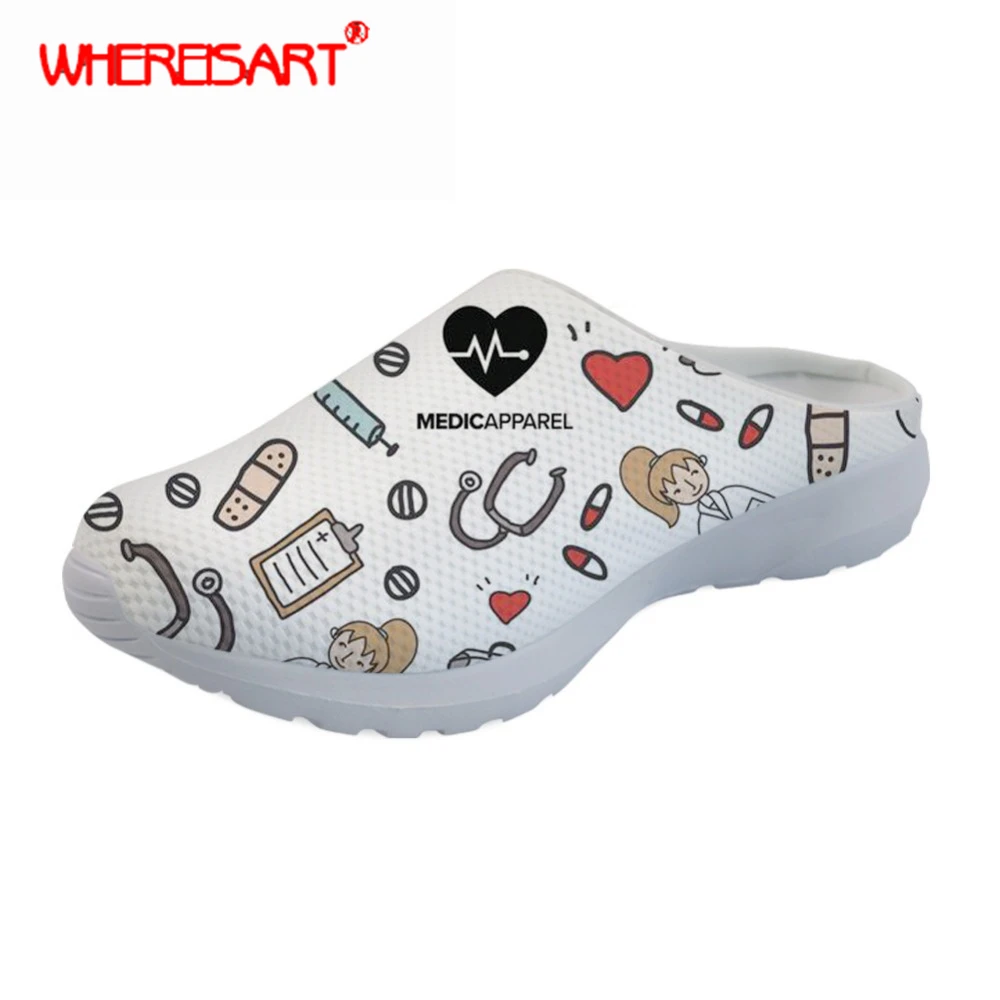 WHEREISART 2019 Summer Women Mesh Sandals Medical Nurse Doctor Printing Slip-on Slippers Light Weight Beach Water Shoes Female
WHEREISART 2019 Summer Women Mesh Sandals Medical Nurse Doctor Printing Slip-on Slippers Light Weight Beach Water Shoes Female