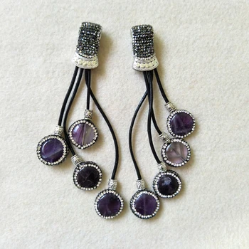 5Pcs Natural purple crystal Stone Pendant Charms,Crystal Rhinestone Paved Leather Tassel Pendant Jewelry necklace making P237-1
5Pcs Natural purple crystal Stone Pendant Charms,Crystal Rhinestone Paved Leather Tassel Pendant Jewelry necklace making P237-1