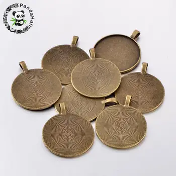 Vintage Tibetan Style Alloy Pendant Cabochon Bezel Settings, Nickel Free, Antique Bronze, Flat Round Tray: 35mm; 45x37x2mm,
Vintage Tibetan Style Alloy Pendant Cabochon Bezel Settings, Nickel Free, Antique Bronze, Flat Round Tray: 35mm; 45x37x2mm,