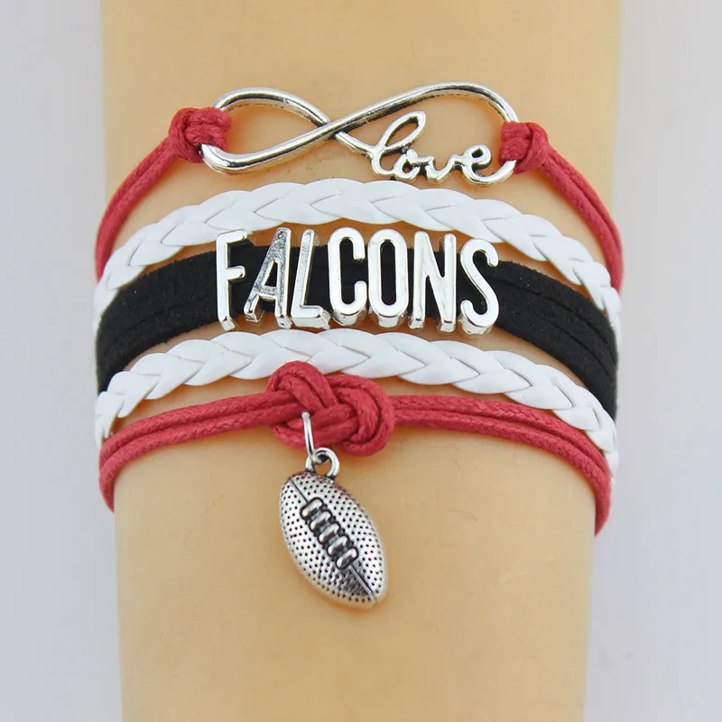 Infinity Love Falcons Football Bracelets Charm Handmade Heart Pendant Braided Leather Bangles for Women Men Gift Jewelry Custom
Infinity Love Falcons Football Bracelets Charm Handmade Heart Pendant Braided Leather Bangles for Women Men Gift Jewelry Custom