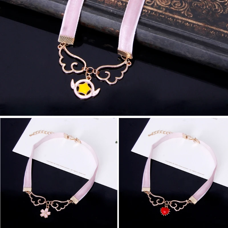 Cosplay Pendant Heart Star Flower Necklace Enamel Wing Star Heart Card Captor Sakura Velvet Choke
Cosplay Pendant Heart Star Flower Necklace Enamel Wing Star Heart Card Captor Sakura Velvet Choke
