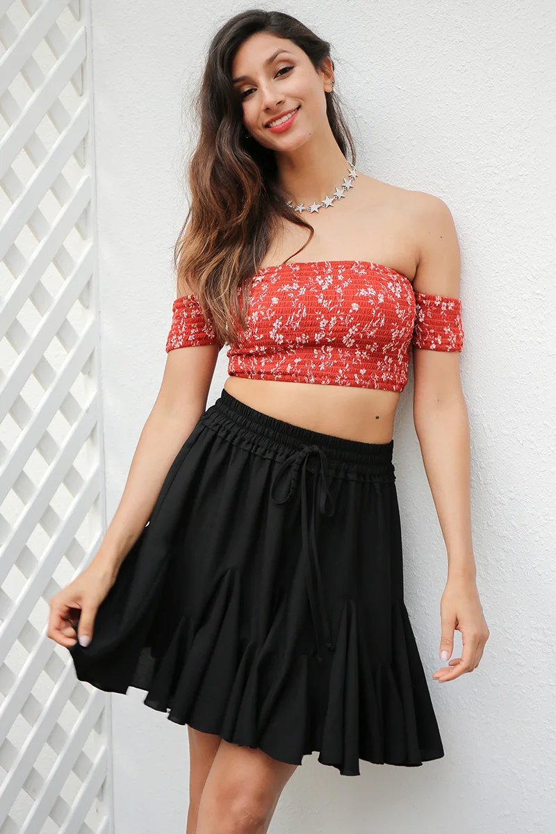 High Waist Sexy Short Pleated Skirt