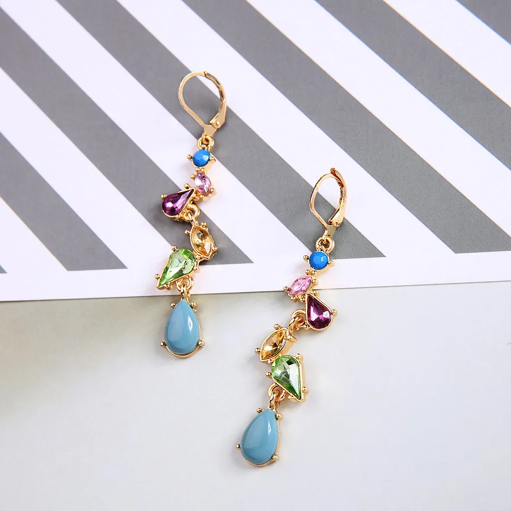 Trendy Multicolor Metal Maxi Dangle Drop Earrings For Women Gift Geometric Crystal Resin Statement Pendant Jewelry | Украшения и