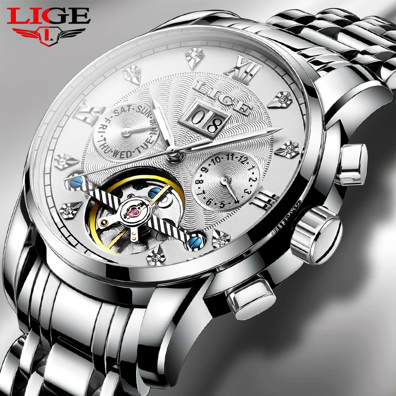 LIGE 2019 New Tourbillon Automatic Watch Silver Business stainless steel mechanical watch Mens Top Luxury Brand Reloj Hombre+Box
LIGE 2019 New Tourbillon Automatic Watch Silver Business stainless steel mechanical watch Mens Top Luxury Brand Reloj Hombre+Box