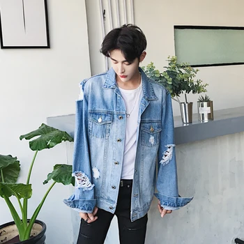 Korean Street Style Personality Men's Hole Denim Jacket Fashion Wild Mens Outwear High Quality Blue Denim Jacket
Korean Street Style Personality Men's Hole Denim Jacket Fashion Wild Mens Outwear High Quality Blue Denim Jacket