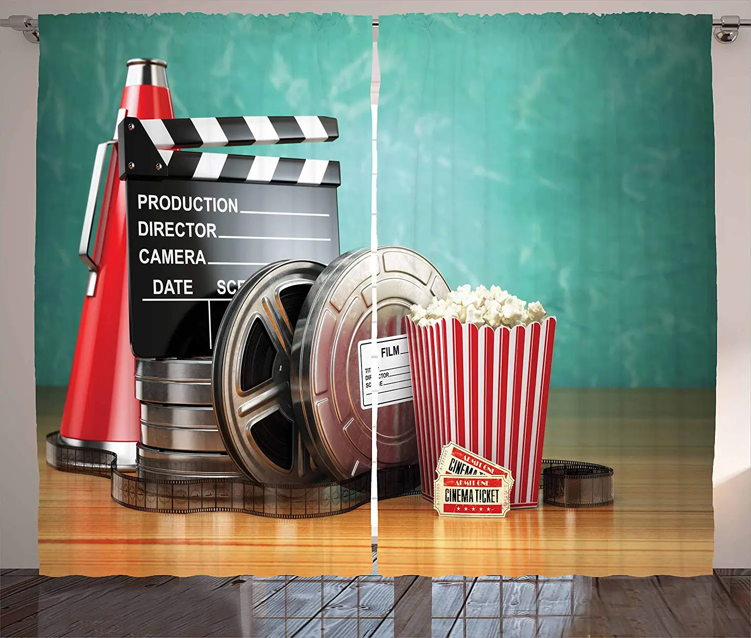 Movie Theater Curtains Production 3D Film Reels Clapperboard Tickets Popcorn and Megaphone Living Room Bedroom Window Drapes
Movie Theater Curtains Production 3D Film Reels Clapperboard Tickets Popcorn and Megaphone Living Room Bedroom Window Drapes