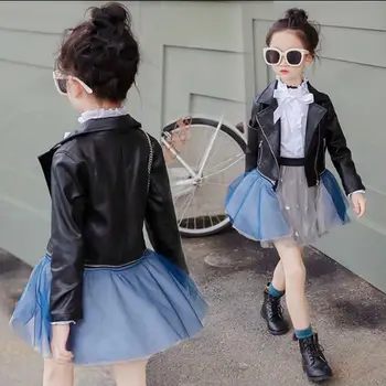 INS hot children PU jacket, 3-11 year old fashion short diagonal zipper motorcycle leather jacccket with dress Detachable
INS hot children PU jacket, 3-11 year old fashion short diagonal zipper motorcycle leather jacccket with dress Detachable