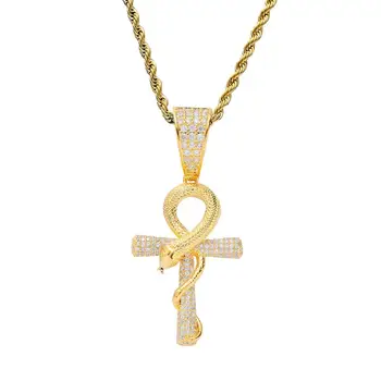 Hip Hop Micro Paved AAA CZ Stone Bling Ice Out Egypt Life Key Snake Ankh Cross Pendants Necklace for Men Rapper Jewelry Gold 
Hip Hop Micro Paved AAA CZ Stone Bling Ice Out Egypt Life Key Snake Ankh Cross Pendants Necklace for Men Rapper Jewelry Gold