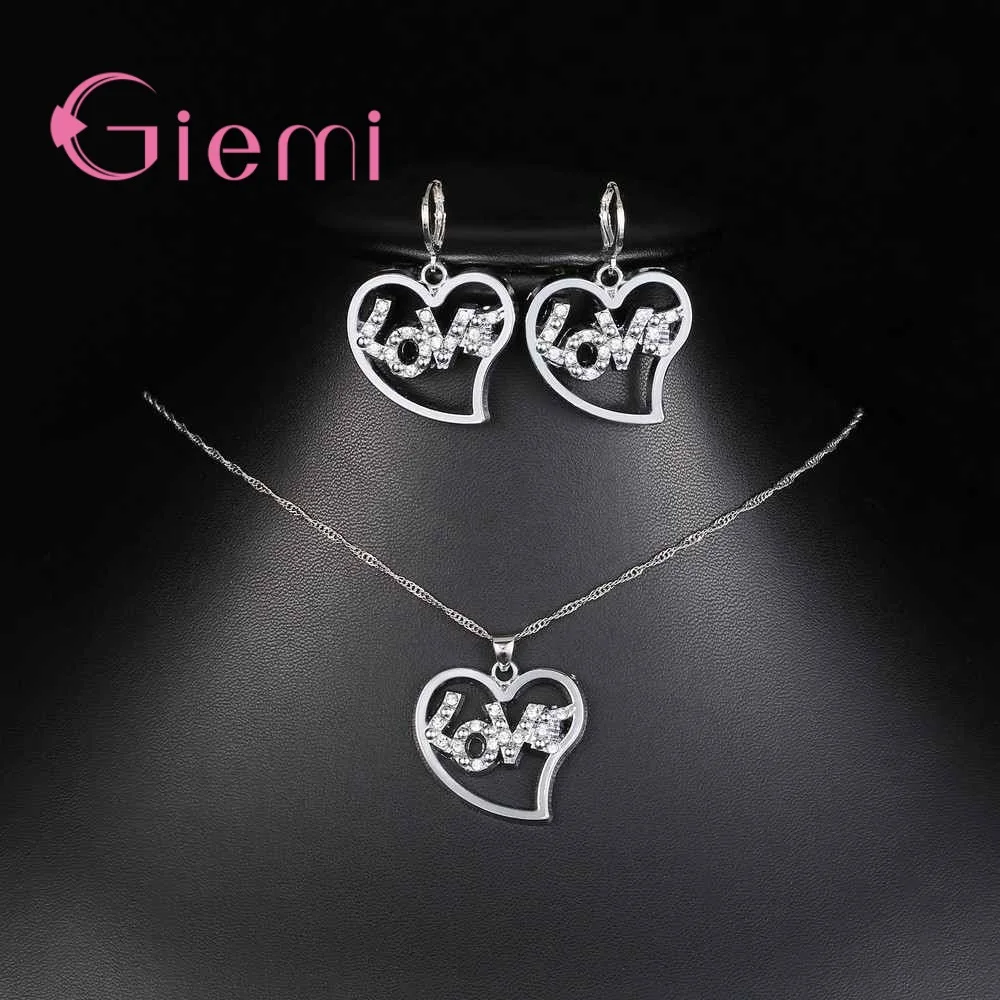 novel hot sell romantic jewelry sets love stamp for girl pave