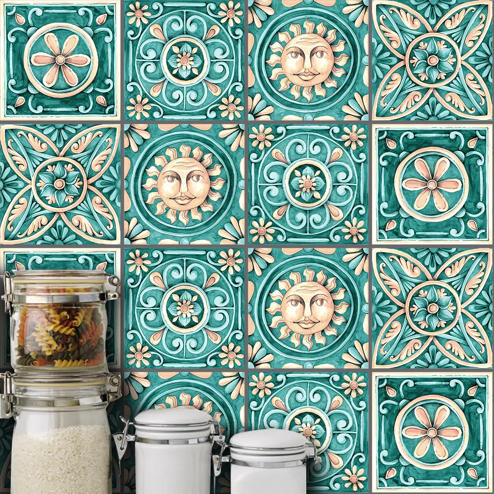 

10pcs 15/20cm DIY Italy Style Mosaic Wall Stickers Waist Line Kitchen Adhesive Bathroom Toilet Waterproof PVC Wall Sticker