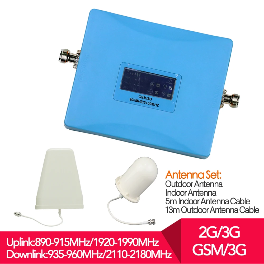 3g 2g LCD dual Band Mobile Signal Booster GSM 900mhz WCDMA UMTS 2100mhz Repeater Cellular Amplifier for cell phone with antenna
3g 2g LCD dual Band Mobile Signal Booster GSM 900mhz WCDMA UMTS 2100mhz Repeater Cellular Amplifier for cell phone with antenna