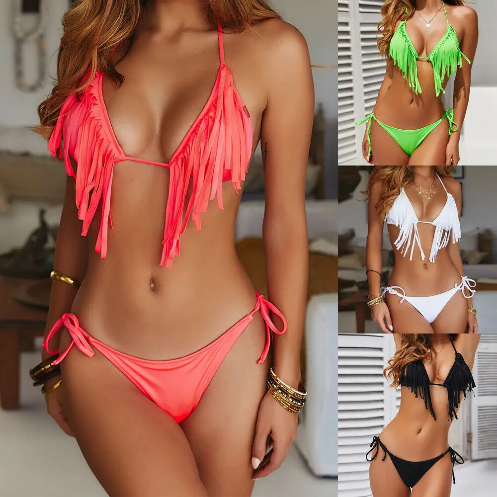 Woman Sexy Tassels Bikini Set Lady Girls Swimwear Bandage Push Up Padded Swimming Suit Women Bathing Suit Thong Bikini Brazilian
Woman Sexy Tassels Bikini Set Lady Girls Swimwear Bandage Push Up Padded Swimming Suit Women Bathing Suit Thong Bikini Brazilian