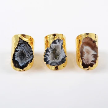 BOROSA 1PCS Druzy Freeform Natural Crystal Drusy Open Band Rings, Gold/Silver Color Fashion Natural Gems Rings for Party 1388
BOROSA 1PCS Druzy Freeform Natural Crystal Drusy Open Band Rings, Gold/Silver Color Fashion Natural Gems Rings for Party 1388