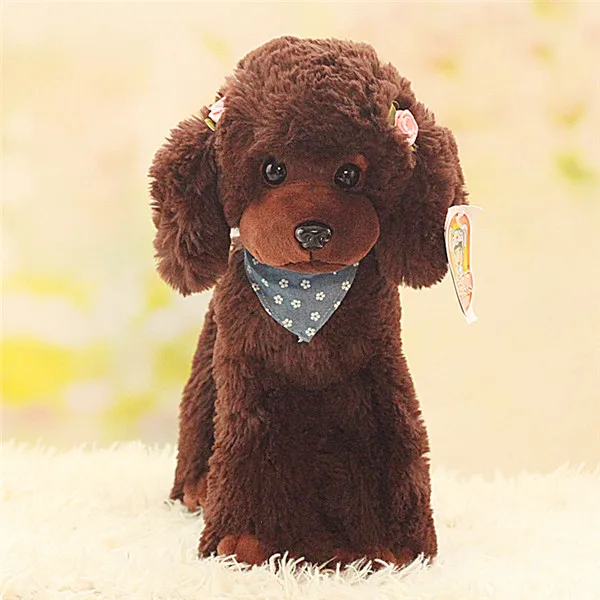 Cute Dog plush toys Poodle Bichon Frise puppy stuffed warm animal toys - Dark Brown 2